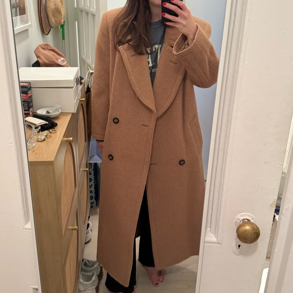 Women's Tan Double-Breasted Coat
